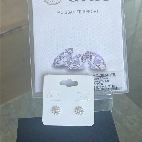 Moissanite Accessories - Sparkling Moissanite Stud Earrings in Silver